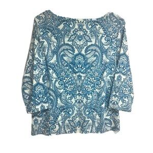 100% cotton Talbots Blue Patterned Tee 
￼